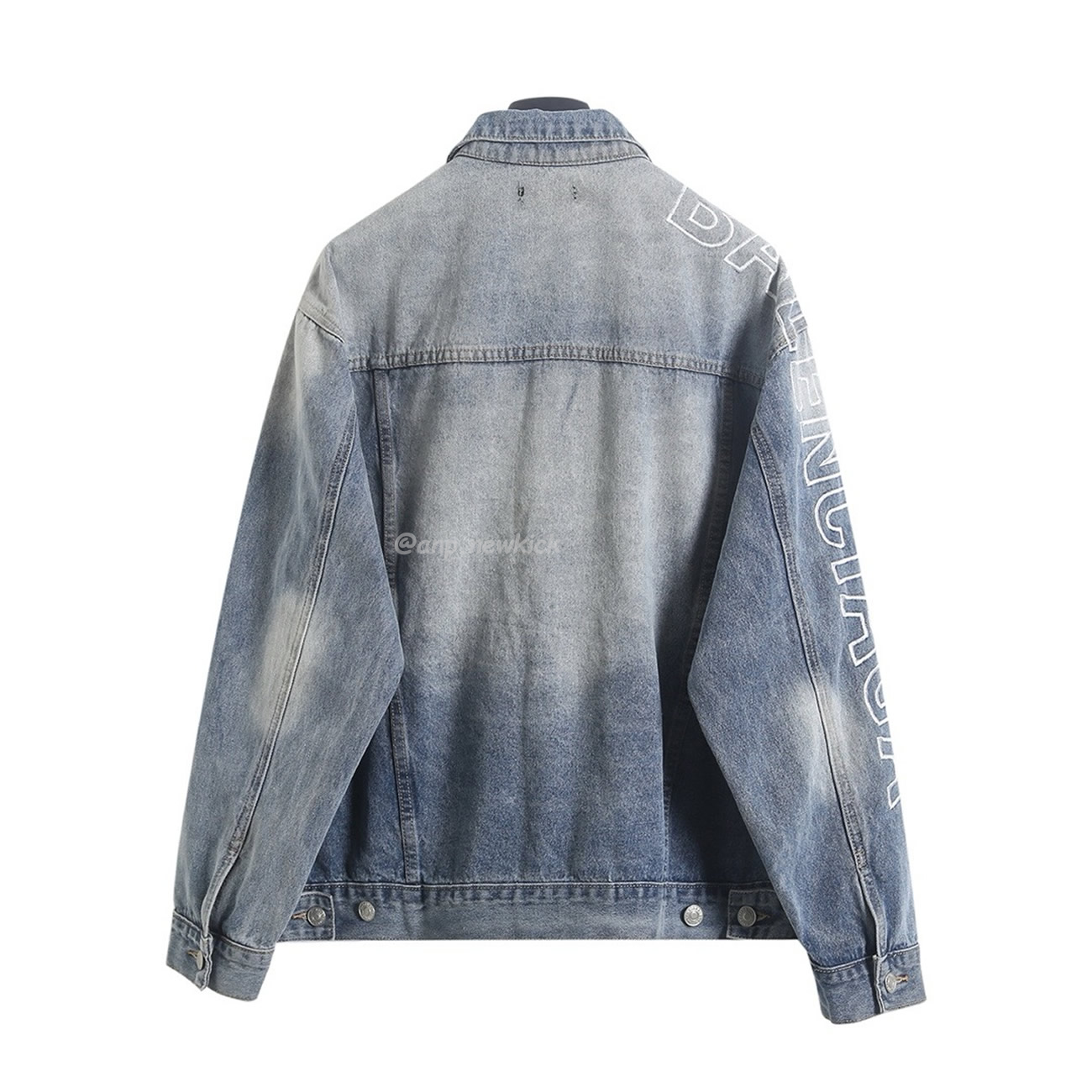 Balenciaga Logo Embroidered Denim Jacket Blue (4) - newkick.org